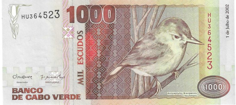 Billetes - Africa - Cabo Verde - 65 - SC - 2002 - 1000 escudos - Num.ref: HU364523 - Click en la imagen para cerrar