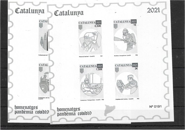 Sellos - Pruebas Filatélicas de Catalunya - Año 2021 - 2HB Pruebas en b/n - Personajes - Click en la imagen para cerrar