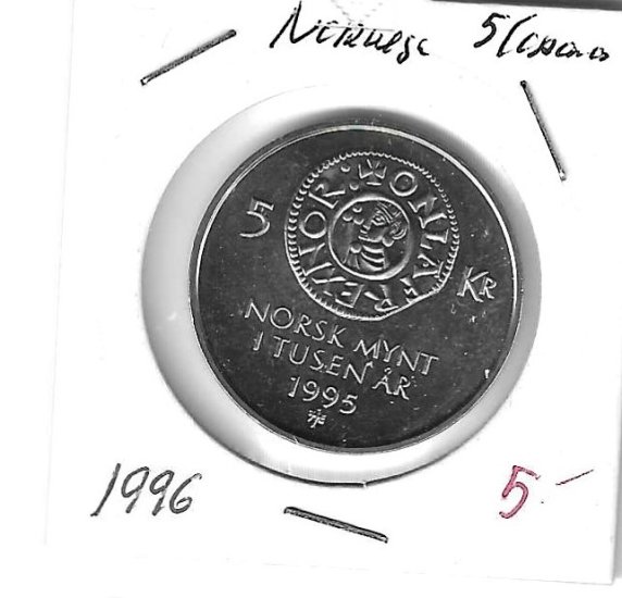 Monedas - Europa - Noruega - 456 - 1996 - 5 corona - Click en la imagen para cerrar