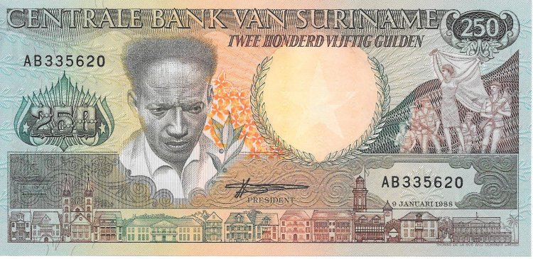 Billetes - America - Suriname - 134 - S/C - Año 1988 - 250 Gulden - num ref: AB335620 - Click en la imagen para cerrar