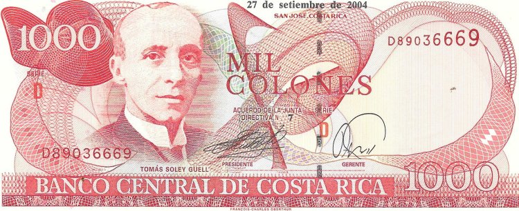 Billetes - America - Costa Rica - 264e - sc - 2004 - 1000 colones - Num.ref:D89036669 - Click en la imagen para cerrar