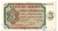 Billetes - EspaÃ±a - Estado EspaÃ±ol (1936 - 1975) - 5 ptas - 454 - mbc+ - 1938 - 5 pesetas - Num.ref: K3020926