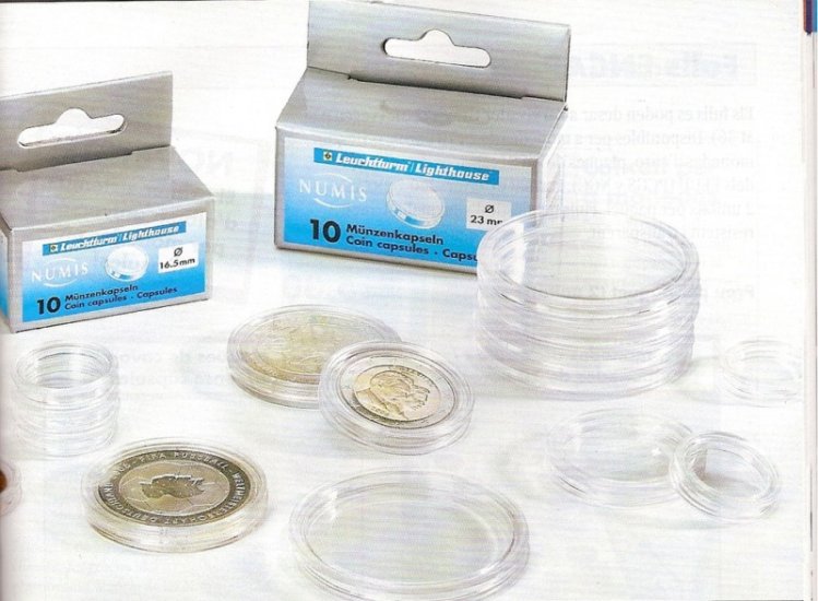 Material - Cápsulas para monedas - Caps 14mm - 41mm   - Click en la imagen para cerrar