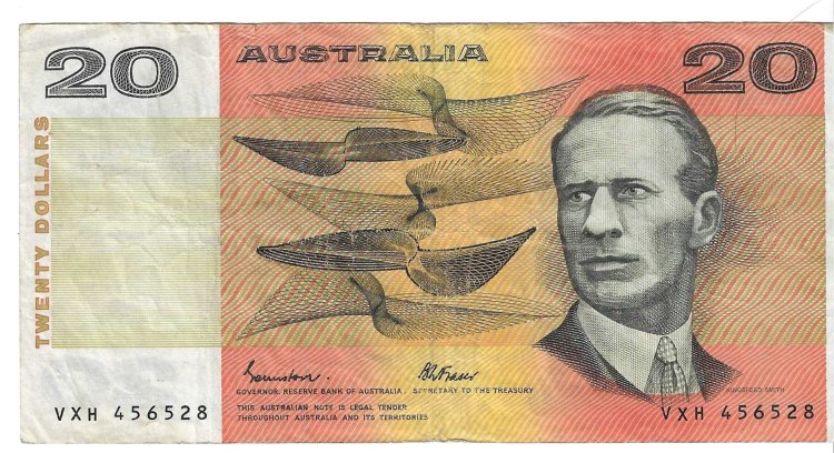 Billetes - Oceania - Australia - 46 - MBC- - 1974-94 - 20 dolares - Num.ref: VXH45628 - Click en la imagen para cerrar