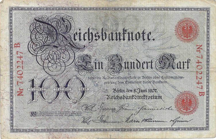 Billetes - Europa - Alemania - 30 - bc+ - 1907 - 100 marcos - Num.ref: 7402247B - Click en la imagen para cerrar