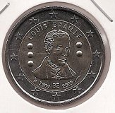 2€ - Bélgica - SC - Año 2009 - 2º centenario del nacimiento de Louis Braille