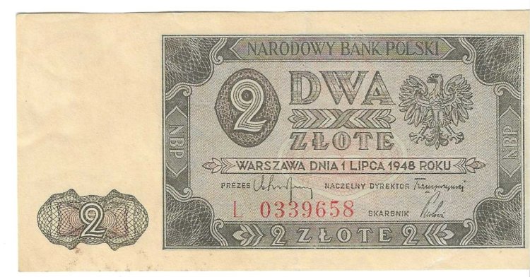 Billetes - Europa - Polonia - 134 - EBC - 1948 - 2 zlote - Num.ref: L0339658 - Click en la imagen para cerrar