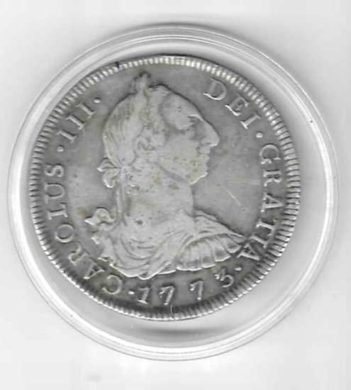 Monedas - EspaÃ±a - Carlos III (1759 - 1788) - 1169 - 1773 - 8 reales - plata - Potosi - JR - Click en la imagen para cerrar