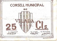 Billetes - EspaÃ±a - II RepÃºblica (1931 - 1939) - Locales - CataluÃ±a - 2766 - 1937 - (R) - Vilada - Num.ref: 1855