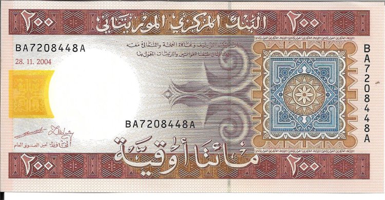 Billetes - Africa - Mauritania - 11a - sc - 2004 - 200 ouguiya - Num.ref: BA7208448A - Click en la imagen para cerrar