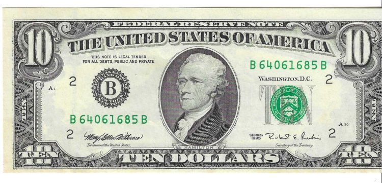 Billetes - America - Estados Unidos - 499 - EBC+ - 1995 - 10 dolares - Num.ref: B64061685B - Click en la imagen para cerrar