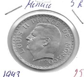 Monedas - Europa - Monaco - 122 - 1943 - 5 francos