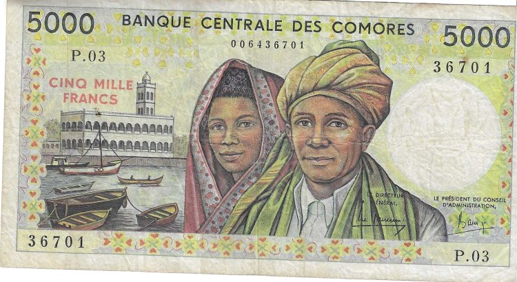 Billetes - Africa - Comores - 12 - MBC+ - 1984 - 5000 francos - Num.ref: 36701 - Click en la imagen para cerrar