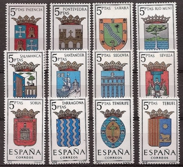 Sellos - Países - España - 2º Cent. (Series Completas) - Estado Español - 1965 - 1631/42 - ** - Click en la imagen para cerrar