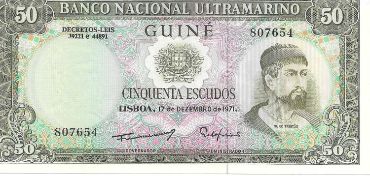 Billetes - Africa - Guinea Portuguesa - 44 - sc - 1971 - 50 escudos - Num.ref: 807654 - Click en la imagen para cerrar