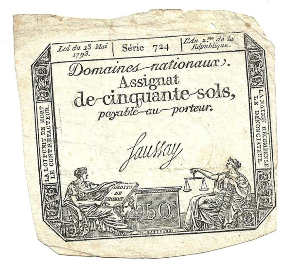 Billetes - Europa - Francia - A70 - ebc+ - 1793 - 50 sols - Num.ref: 724 - Click en la imagen para cerrar