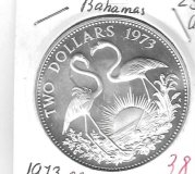 Monedas - America - Bahamas - 23 - 1973 - 2 dolares - plata