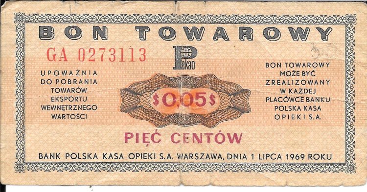 Billetes - Europa - Polonia - FX23 - mbc - 1969 - 5 ct - Num.ref: GA0273113 - Click en la imagen para cerrar