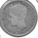 Monedas - EspaÃ±a - Alfonso XIII ( 17-V-1886/14-IV) - 74 - 1901 - Peseta - Plata