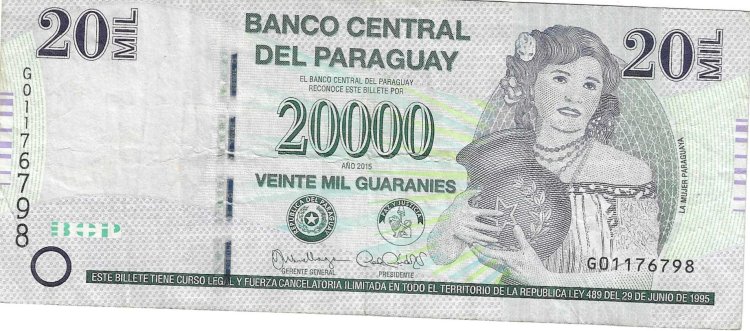 Billetes - America - Paraguay - 238 - mbc- - 2015 - 20000 guaranies - Num.ref: G01176798 - Click en la imagen para cerrar