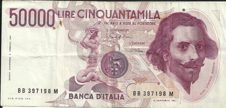 Billetes - Europa - Italia - 113a - bc - Año 1984 - 50000 liras - Click en la imagen para cerrar