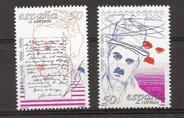 Sellos - Países - España - 2º Cent. (Series Completas) - Juan Carlos I - 1989 - 3013/14 - ** - Click en la imagen para cerrar