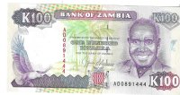 Billetes - Africa - Zambia - 34 - SC - 1991 - 100 kwachas - Num.ref: AD0891444