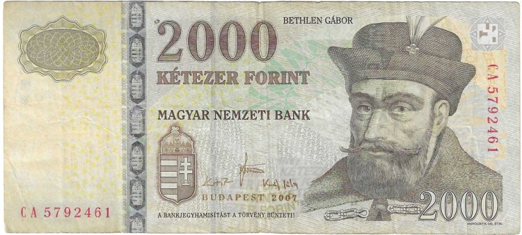 Billetes - Europa - Hungria - 198 - mbc- - 2007 - 2000 forint - Num.ref: CA5792461 - Click en la imagen para cerrar