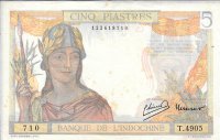 Billetes - Europa - Francia - 55c - mbc+ - 5 piastras - Num.ref: 4905 - Indochina Francesa