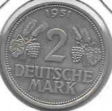 Monedas - Europa - Alemania - 111 - 1951J - 2 Marcos