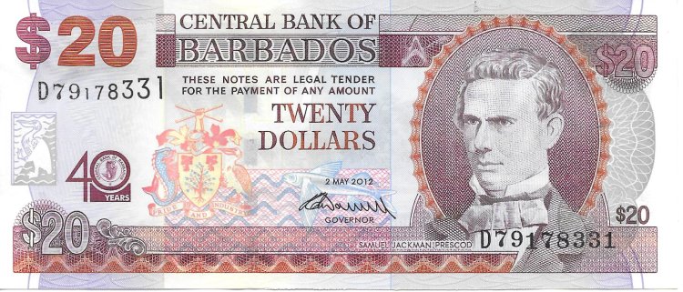 Billetes - America - Barbados - 72 - S/C - Año 2012 - 20 Dólares - num ref: D79178331 - Click en la imagen para cerrar