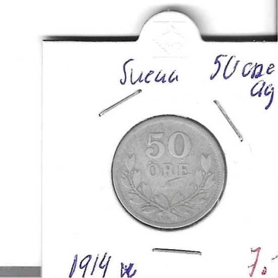 Monedas - Europa - Suecia - 788 - 1914 - 50 ore - plata - Click en la imagen para cerrar