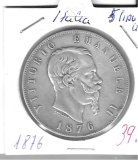 Monedas - Europa - Italia - 8.4 - 1876 - 5 liras - plata