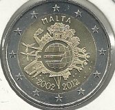 2€ - Malta - SC - Año 2012 - 10ºAniversario Circulacion del Euro