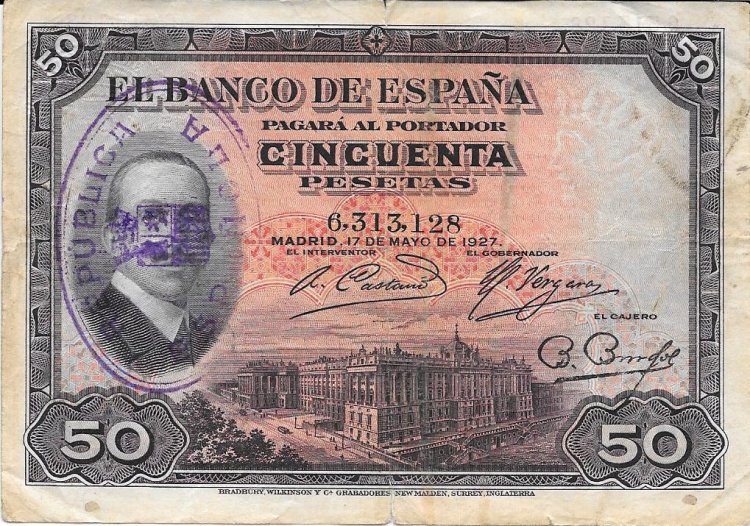 Billetes - España - Alfonso XIII (1886 - 1931) - 362 - bc+ - Año 1927 - ref: 6313128 - Click en la imagen para cerrar