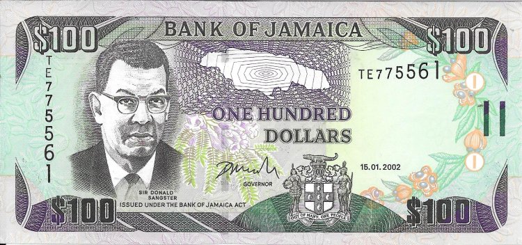 Billetes - America - Jamaica - 76d - 2006 - 100 dolares - Num.ref: TE775561 - Click en la imagen para cerrar