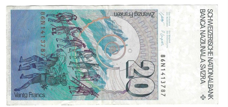 Billetes - Europa - Suiza - 55 - MBC - 1986 - 20 francos - Num.ref: 86N1413787 - Click en la imagen para cerrar