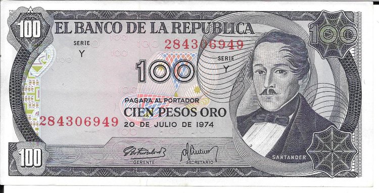 Billetes - America - Colombia - 415 - mbc+ - 1974 - 100 pesos - Num.ref: 284306949 - Click en la imagen para cerrar