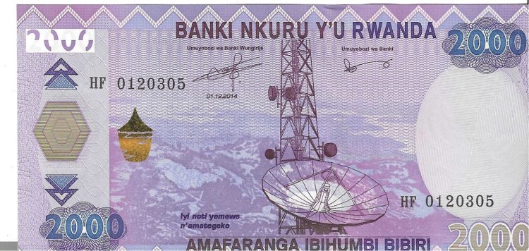 Billetes - Africa - Ruanda - 40 - SC - 2014 - 2000 francos - Num.ref: HF010305 - Click en la imagen para cerrar