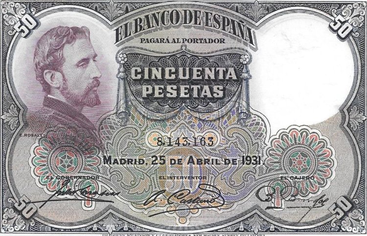 Billetes - España - Alfonso XIII (1886 - 1931) - 375 - mbc - Año 1931 - 50 pesetas - ref: 6163053 - Click en la imagen para cerrar