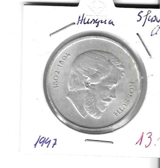 Monedas - Europa - Hungria - 534a - 1947 - 5 forint - plata - Click en la imagen para cerrar