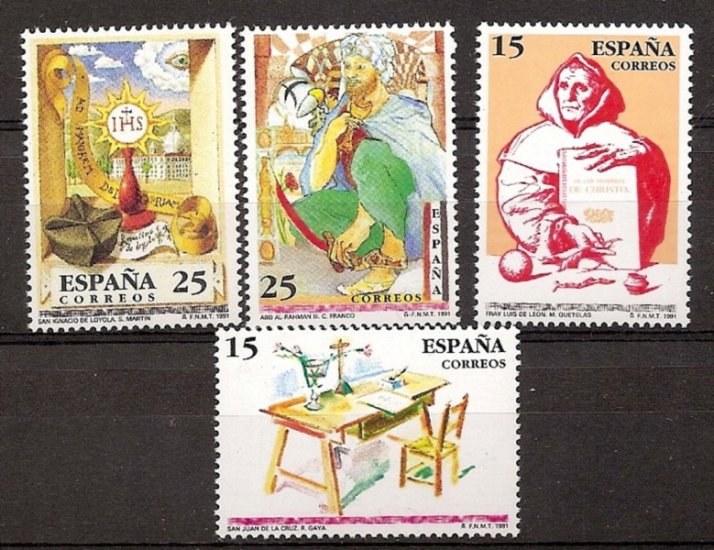 Sellos - Países - España - 2º Cent. (Series Completas) - Juan Carlos I - 1991 - 3118/21 - ** - Click en la imagen para cerrar