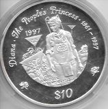 Monedas - Africa - Liberia - 350 - 1997 - 10 Dolares - Plata