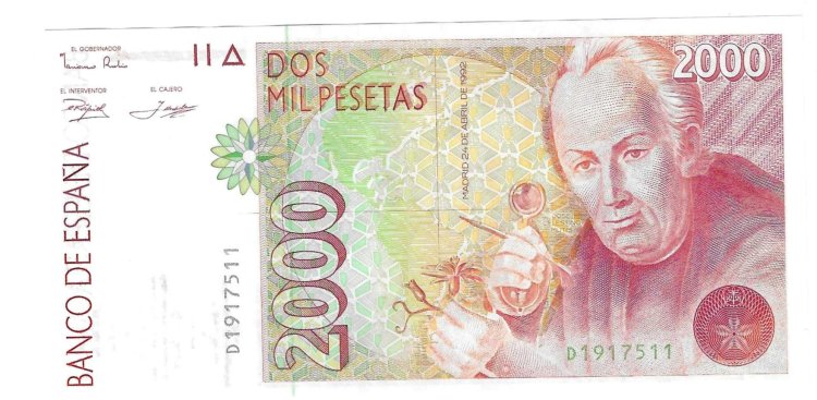 Billetes - EspaÃ±a - Juan Carlos I (1975 - 2014) - 2000 ptas - 538 - SC - 1992 - Num.ref: D1917511 - Click en la imagen para cerrar