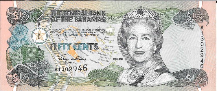 Billetes - America - Bahamas - 68 - sc - 2001 - medio dolar - Num.ref: A1302946 - Click en la imagen para cerrar