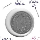 Monedas - Europa - Italia - 15.1 - 1863M - lira - plata