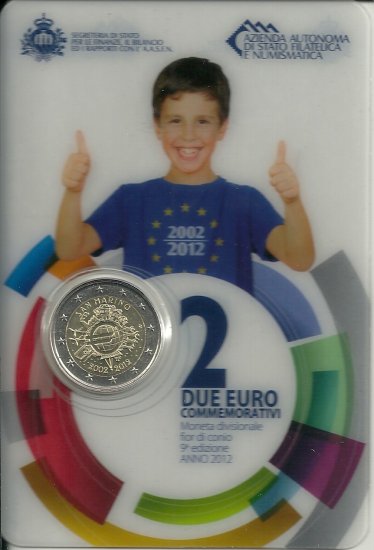 2€ - San Marino - SC - Año 2012 - 10º Aniversario Circulacion Euro - Click en la imagen para cerrar