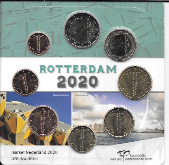 Monedas - Euros - Colección en tiras - Holanda - Año 2020 - Rotterdam - Colección anual - Click en la imagen para cerrar