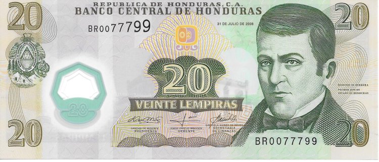 Billetes - America - Honduras - 93 - S/C - Año 2008 - 20 Lempiras - num ref: BR0077799 - Click en la imagen para cerrar