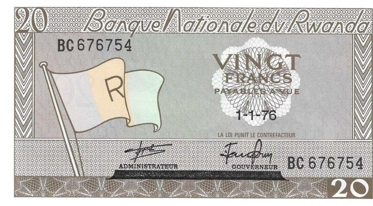 Billetes - Africa - Ruanda - 6e - SC - 1976 - 20 francos - Num.ref: BC676754 - Click en la imagen para cerrar